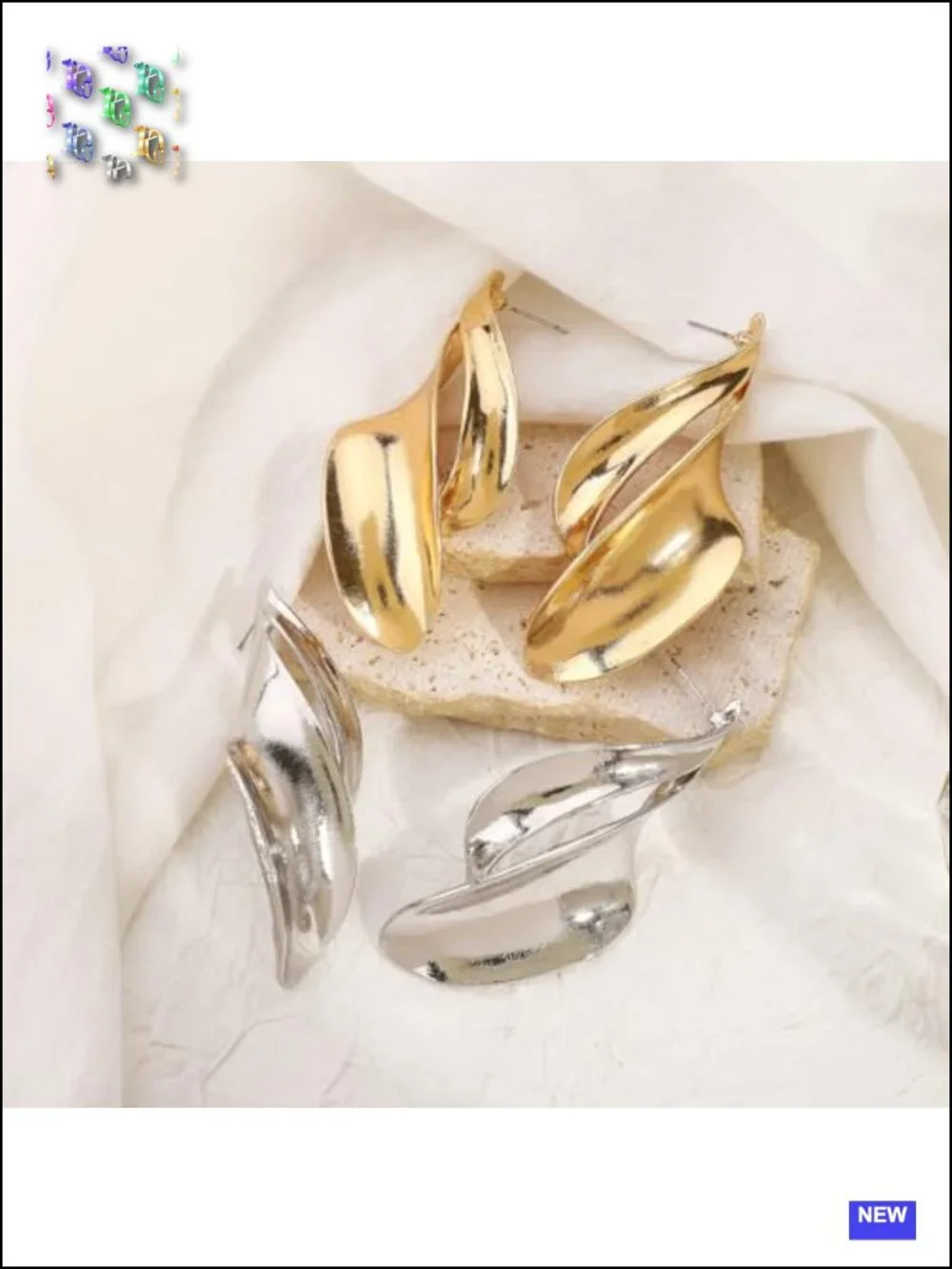 Chunky Gold Statement Drop Dangle Earrings Leaf Geometric Spiral Twisty